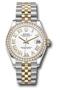Rolex Steel & Yellow Gold Datejust 31 White Roman Jubilee Diamond Bezel