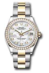 Rolex Steel & Yellow Gold Datejust 31 Mother Of Pearl Diamond Oyster Diamond Bezel
