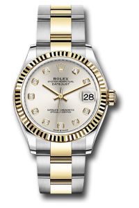 Rolex Steel & Yellow Gold Datejust 31 Silver Diamond Oyster