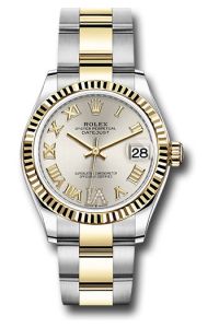 Rolex Steel & Yellow Gold Datejust 31 Silver Roman Diamond VI Oyster