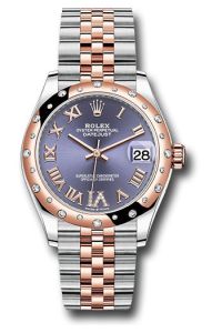 Rolex Steel & Rose Gold Datejust 31 Aubergine Roman Diamond VI Jubilee Diamond Bezel 24