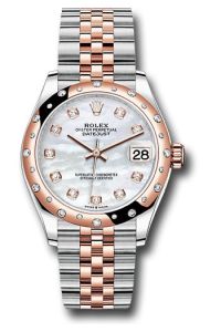 Rolex Steel & Rose Gold Datejust 31 Mother Of Pearl Diamond Jubilee Diamond Bezel 24