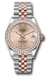 Rolex Steel & Rose Gold Datejust 31 Rose Index Jubilee Diamond Bezel