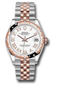 Rolex Steel & Rose Gold Datejust 31 White Roman Jubilee Diamond Bezel 24