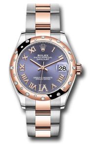Rolex Steel & Rose Gold Datejust 31 Aubergine Roman Diamond VI Oyster Diamond Bezel 24