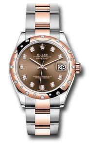 Rolex Steel & Rose Gold Datejust 31 Chocolate Diamond Oyster Diamond Bezel 24