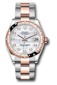 Rolex Steel & Rose Gold Datejust 31 Mother Of Pearl Diamond Oyster Diamond Bezel 24