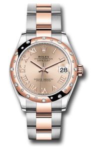 Rolex Steel & Rose Gold Datejust 31 Pink Roman Oyster Diamond Bezel 24