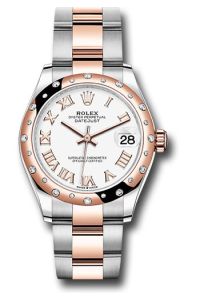 Rolex Steel & Rose Gold Datejust 31 White Roman Oyster Diamond Bezel 24