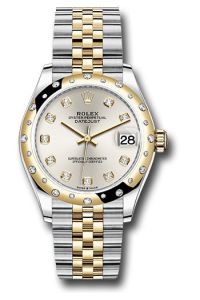 Rolex Steel & Yellow Gold Datejust 31 Silver Diamond Jubilee Diamond Bezel 24