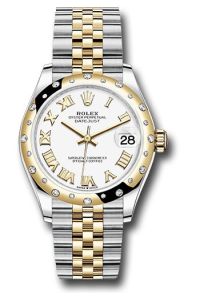 Rolex Steel & Yellow Gold Datejust 31 White Roman Jubilee Diamond Bezel 24