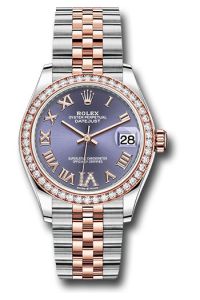 Rolex Steel & Rose Gold Datejust 31 Aubergine Roman Diamond VI Jubilee Diamond Bezel
