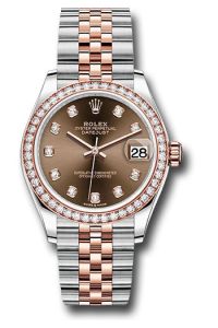 Rolex Steel & Rose Gold Datejust 31 Chocolate Diamond Jubilee Diamond Bezel