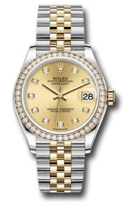 Rolex Steel & Yellow Gold Datejust 31 Champagne Diamond Jubilee Diamond Bezel 