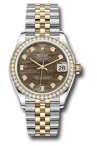 Rolex Steel & Yellow Gold Datejust 31 Dark Mother Of Pearl Diamond Jubilee Diamond Bezel