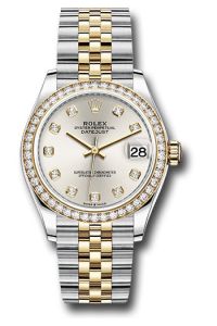 Rolex Steel & Yellow Gold Datejust 31 Silver Diamond Jubilee Diamond Bezel