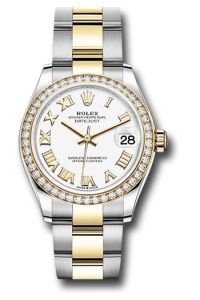 Rolex Steel & Yellow Gold Datejust 31 White Roman Oyster Diamond Bezel