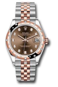 Rolex Steel & Rose Gold Datejust 31 Chocolate Diamond Jubilee Diamond Bezel 24