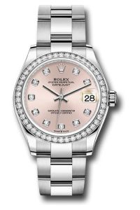 Rolex Steel & White Gold Datejust 31 Pink Diamond Oyster Diamond Bezel