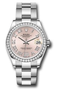 Rolex Steel & White Gold Datejust 31 Pink Roman Diamond VI Oyster Diamond Bezel