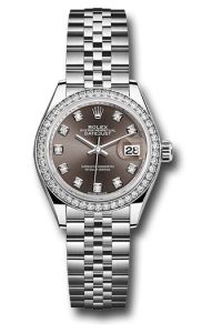 Rolex Steel & White Gold Datejust 28 Dark Grey Diamond Jubilee Diamond Bezel