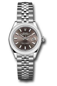 Rolex Steel Lady Datejust 28 Dark Grey Index Jubilee
