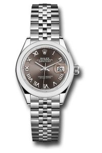 Rolex Steel Lady Datejust 28 Dark Grey Roman Jubilee