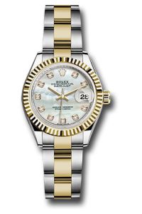 Rolex Steel & Yellow Gold Datejust 28 Mother Of PearlDiamond Oyster
