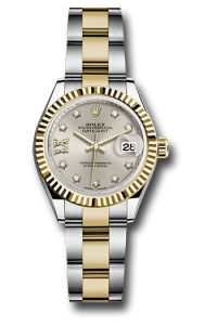 Rolex Steel & Yellow Gold Datejust 28 Silver Diamond Star Oyster
