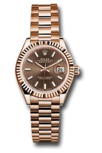 Rolex Everose Gold Datejust 28 Chocolate Index President