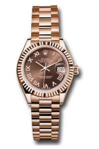 Rolex Everose Gold Datejust 28 Chocolate Roman President