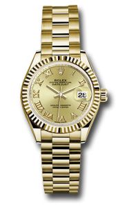 Rolex Yellow Gold Datejust 28 Champagne Roman President