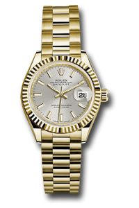 Rolex Yellow Gold Datejust 28 Silver Index President