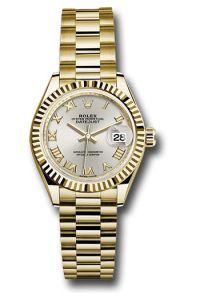 Rolex Yellow Gold Datejust 28 Silver Roman President