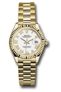 Rolex Yellow Gold Datejust 28 White Roman President
