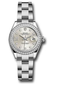 Rolex Steel & White Gold Datejust 28 Silver Diamond Star Oyster