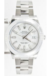 Rolex Men's 41mm Datejust II Ref 116300 Stainless Steel Oyster Band White Stick Dial & Smooth Bezel - Unused