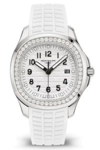 Patek Philippe Aquanaut Stainless Steel 38.8mm Diamond Bezel White Dial White Rubber Strap Model 5267/200A-010