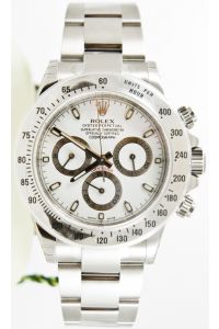 Rolex Daytona Stainless Steel Watch 116520 Oyster Band "Bezel Engraved" White Dial - UNUSED