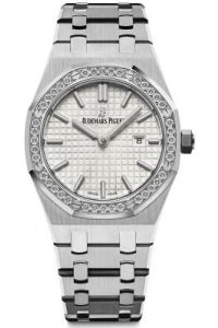 Audemars Piguet Royal Oak Quartz Model 67651ST.ZZ.1261ST.01 33mm Stainless Steel Diamond Bezel White Dial Dial - UNWORN