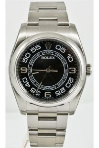Rolex Men's 36mm Oyster Perpetual Model 116000 Stainless Steel New Style Oyster Band With Black Concentric Arabic Dial & A Smooth Bezel - UNUSED