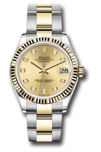 Rolex Steel & Yellow Gold Datejust 31 Champagne Diamond Oyster