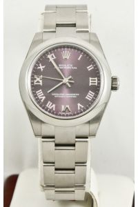 Rolex 177200 Oyster Perpetual 31mm Red Grape Roman Dial Steel Ladies Watch
