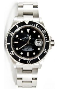 Rolex 40mm Submariner Stainless Steel Oyster Band Reference 16610 No Holes Case Black Dial & Bezel