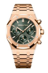 Audemars Piguet Royal Oak Chronograph 50th Anniversary Model 26240OR 18k Rose Gold 41mm Green Dial Unworn 2022