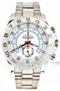 Rolex 44mm Yachtmaster II Model 116689 18k Solid White Gold Watch With Platinum Bezel & White Dial