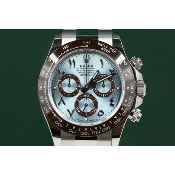 Rolex Cosmograph Daytona Model 116506 Platinum Watch Ice Blue Arabic Dial  -Unused